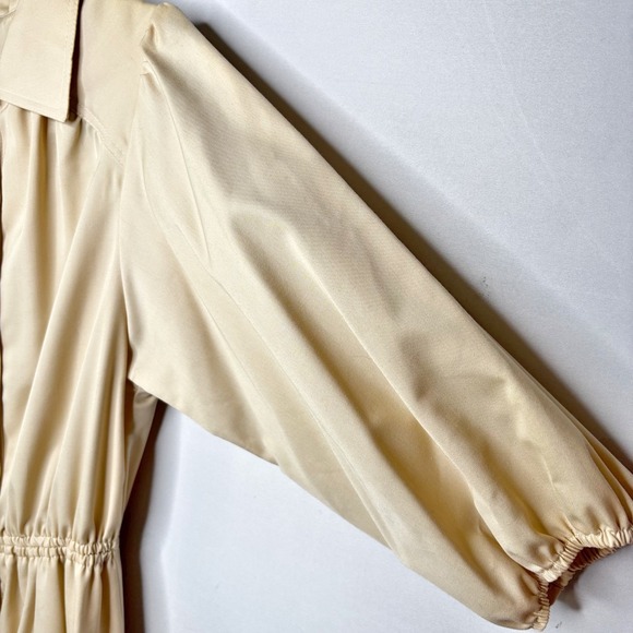 60s Melissa Lane Vintage Shirt Dress Size L Beige Drawstring Waist Puff Sleeve‎ - Picture 5 of 12